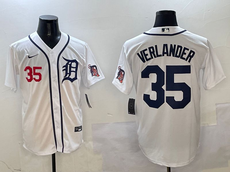 Men Detroit Tigers #35 Verlander White Game 2025 Nike MLB Jersey style 3